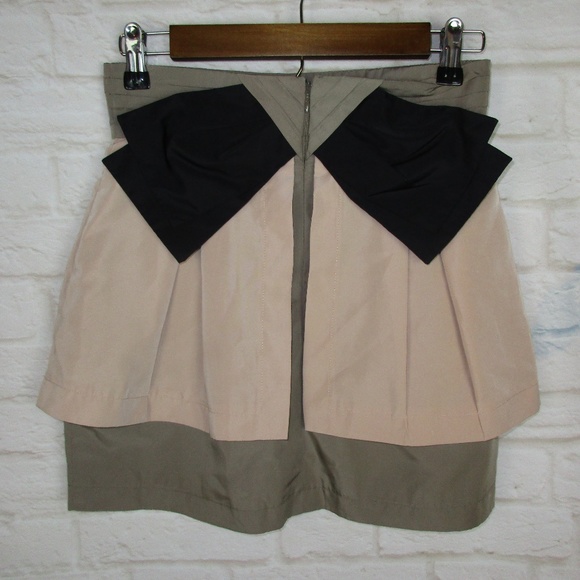 Twelve By Twelve Pink Nude Black Bow Back Skirt - Picture 4 of 7